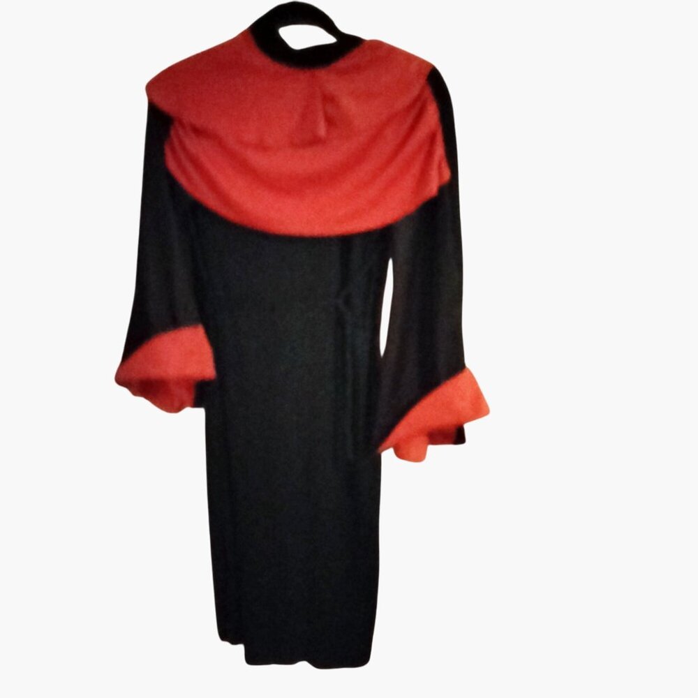 Disguise Long Black Red Clergy Robe Wizard Vampire Costume Halloween Size 7